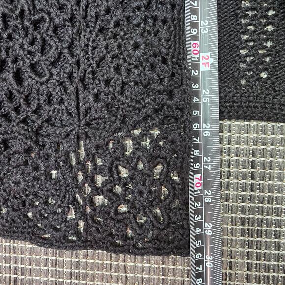Chicos Crochet Knit Cardigan Sweater Women Large Black Bohemian Neutral Coquette - Picture 9 of 10